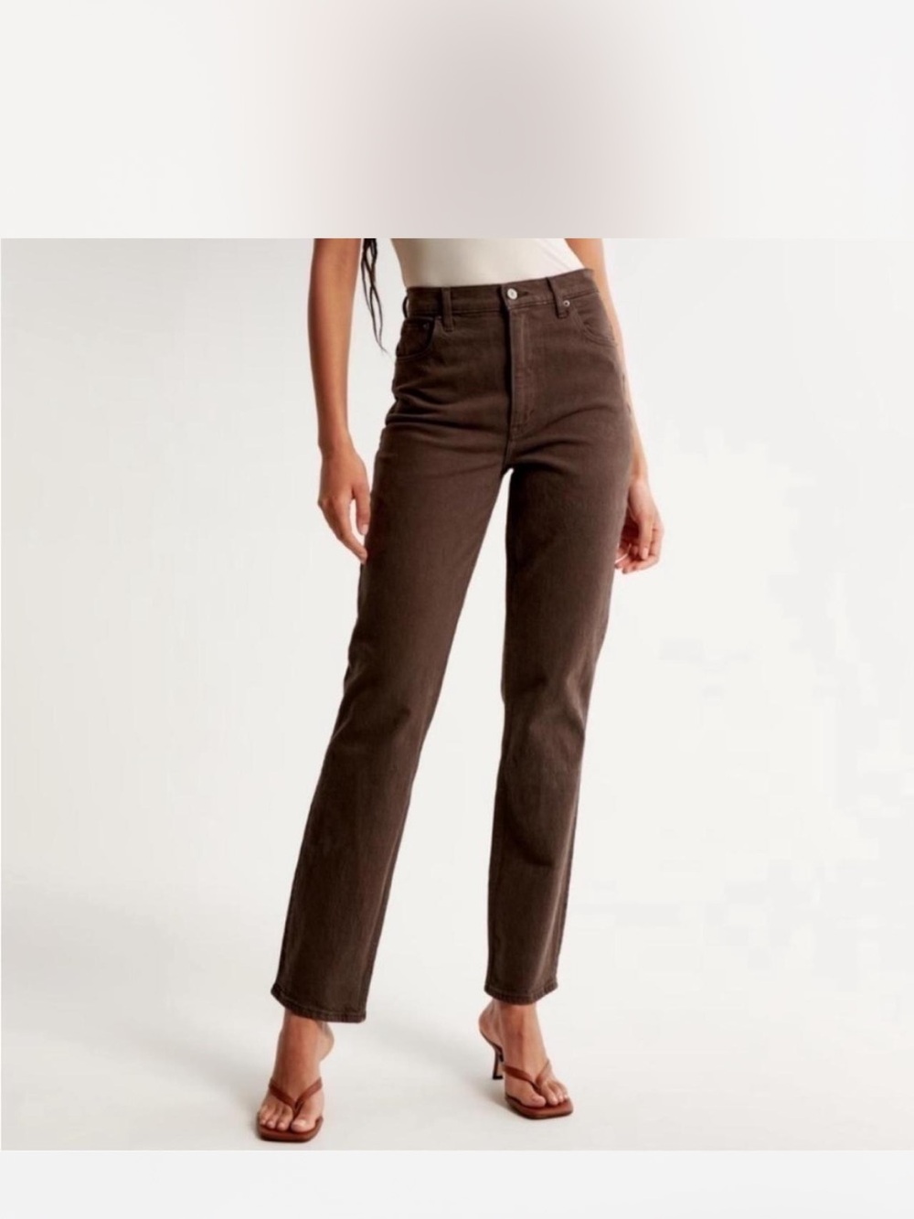 Abercrombie & Fitch Straight Leg Jeans in Chocolate Brown